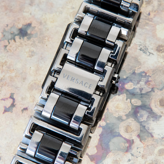 Versace Stainless Steel And Black Ceramic Diamond Watch Versace