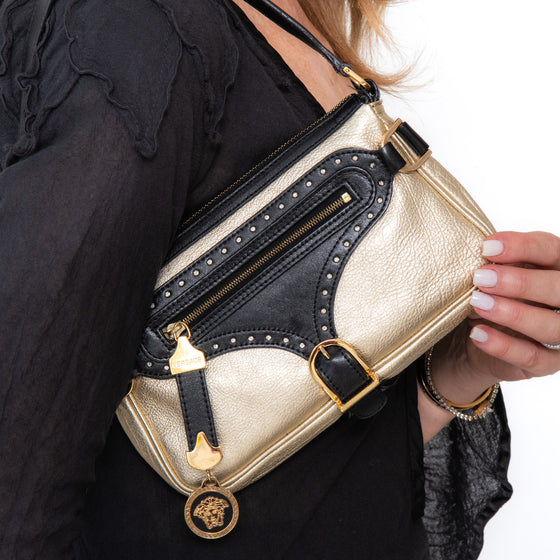 Versace Medusa Gold Leather Shoulder Bag