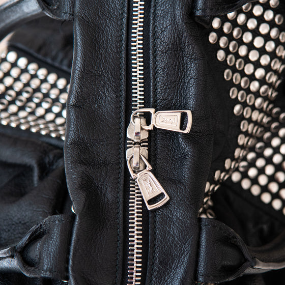 Saint Laurent Black Leather Y Embellished Tote Bag