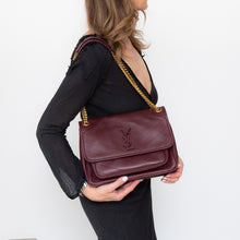  Saint Laurent Niki Burgundy Leather Medium Shoulder Bag
