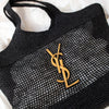Saint Laurent Icare Woven Black Raffia Tote Bag