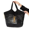 Saint Laurent Icare Woven Black Raffia Tote Bag