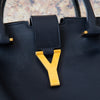 Saint Laurent Navy Chyc Leather Tote Bag