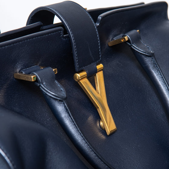 Saint Laurent Navy Chyc Leather Tote Bag