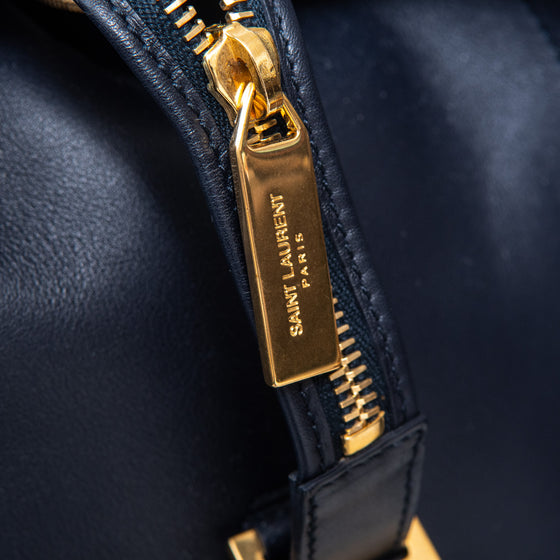 Saint Laurent Navy Chyc Leather Tote Bag