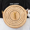 Saint Laurent Cassandre Round Raffia And Leather Crossbody Bag