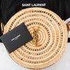 Saint Laurent Cassandre Round Raffia And Leather Crossbody Bag