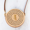 Saint Laurent Cassandre Round Raffia And Leather Crossbody Bag