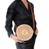 Saint Laurent Cassandre Round Raffia And Leather Crossbody Bag
