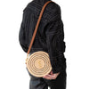 Saint Laurent Cassandre Round Raffia And Leather Crossbody Bag