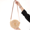 Saint Laurent Cassandre Round Raffia And Leather Crossbody Bag