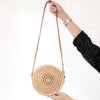 Saint Laurent Cassandre Round Raffia And Leather Crossbody Bag