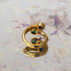 Sapphire and Emerald Torque Gold Ring Herestosecondlove