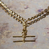 Yellow Gold Fancy Link Albert Chain Necklace with T Bar Herestosecondlove