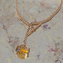  Gold Curbed Albert Chain with Antique Citrine Spinner Charm Herestosecondlove