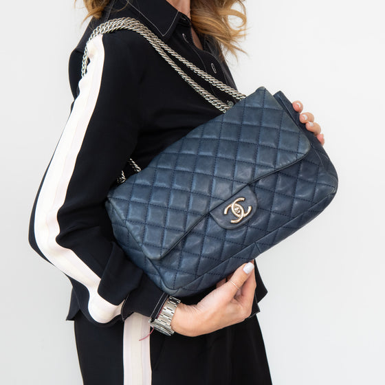 Chanel blue shoulder bag sale