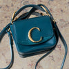 Chloe Petrol Blue Mini C Logo Crossbody Bag