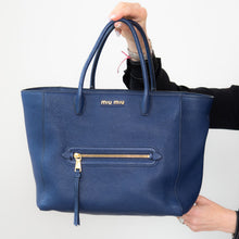  Miu Miu Blue Leather Tote Bag