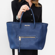  Miu Miu Blue Leather Tote Bag