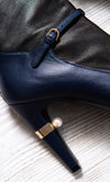 Chanel Black And Blue Leather Ankle Boots Size 40 - EVEYSPRELOVED