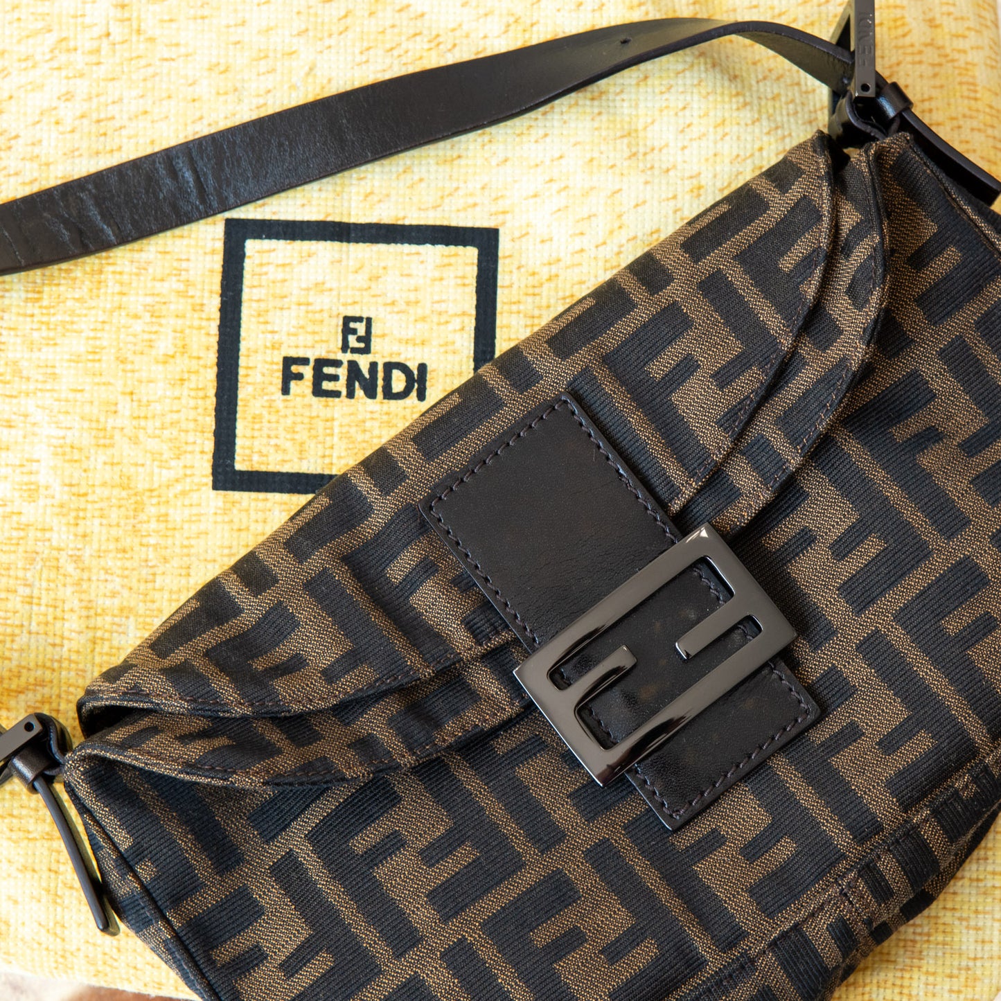 Fendi Small Brown Monogram Baguette Bag