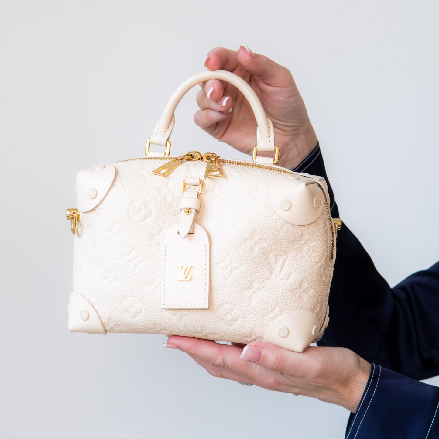 Louis Vuitton Cream Petite Malle Souple Bag Empreinte - EVEYSPRELOVED