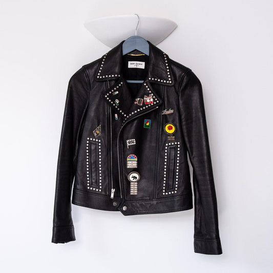 Saint Laurent Black Leather Biker Jacket Rare