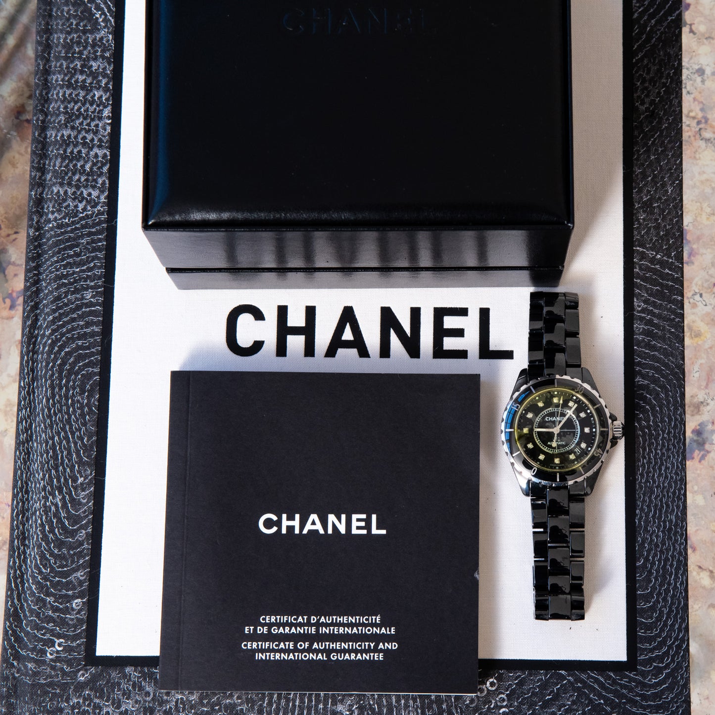 Chanel J 12 Black Ceramic Watch Diamond Markers 38mm - EVEYSPRELOVED
