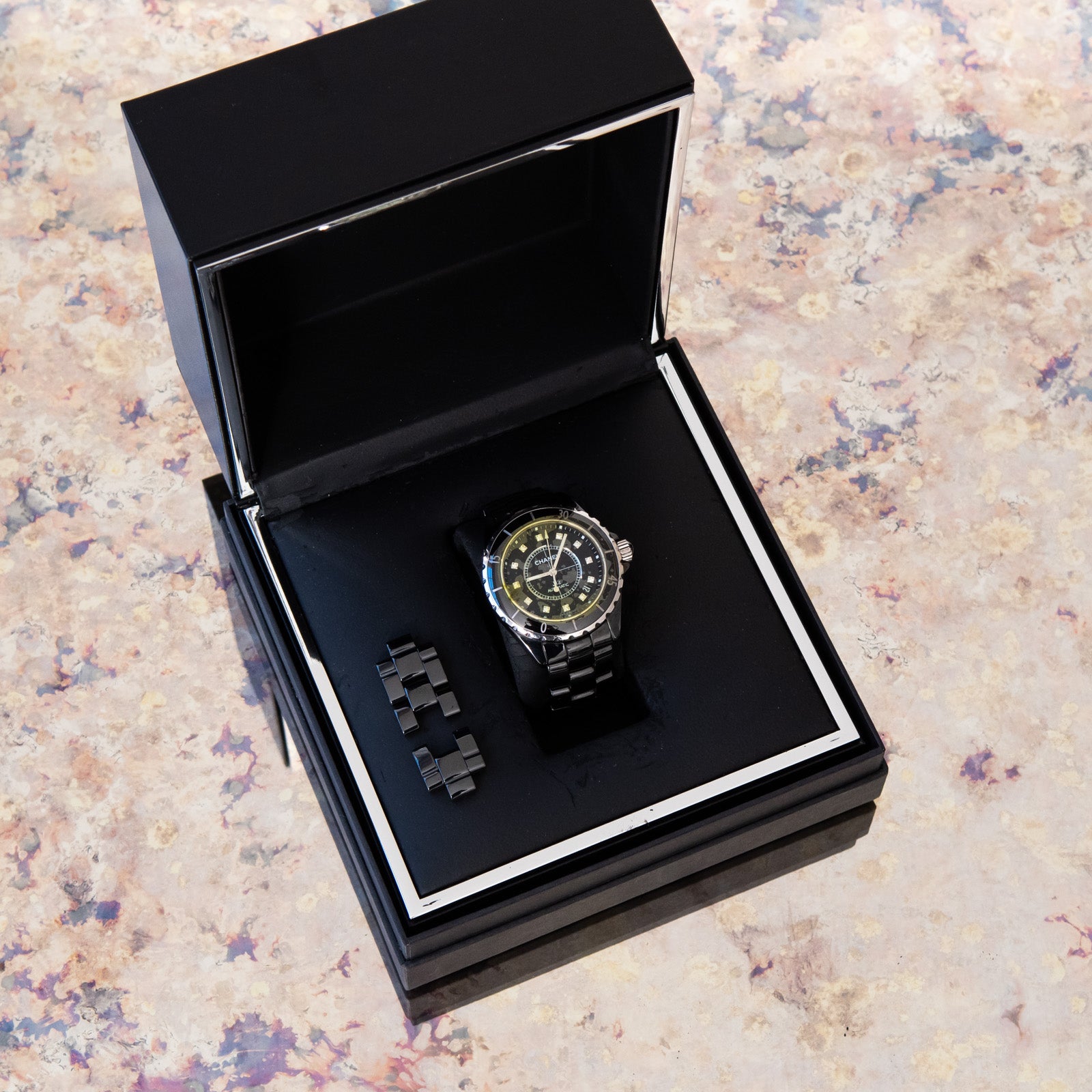 Chanel J 12 Black Ceramic Watch Diamond Markers 38mm - EVEYSPRELOVED