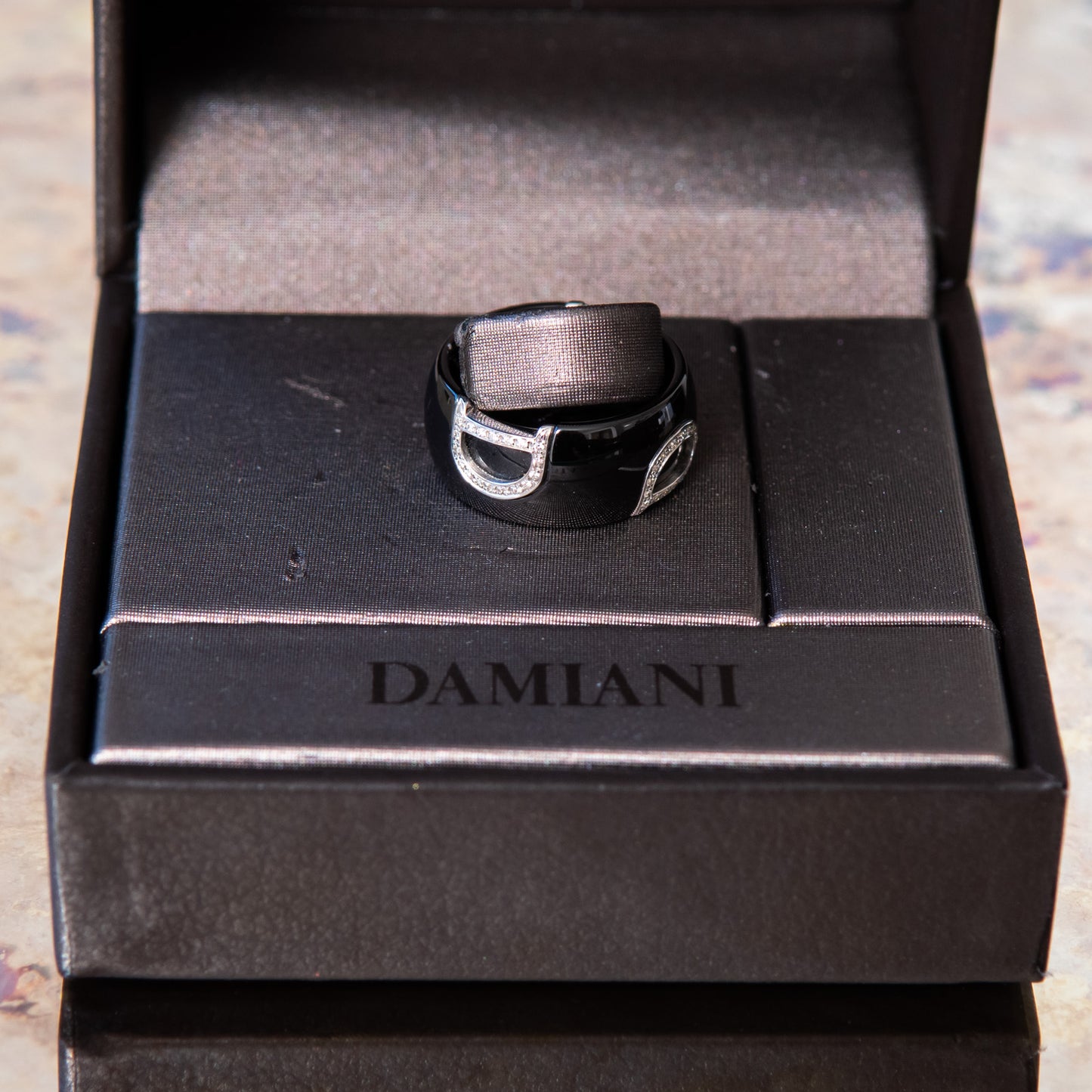 Damiani D Icon Ceramic Ring With Diamonds Size 53 - EVEYSPRELOVED