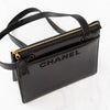Chanel Vintage Black Leather Logo Shoulder Bag