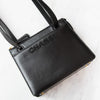 Chanel Vintage Black Leather Logo Shoulder Bag