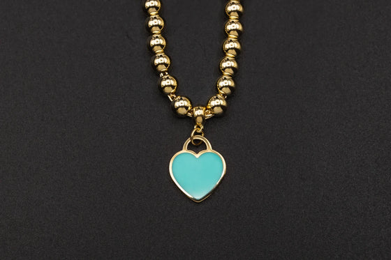 Tiffany & Co Heart Tag Bead Bracelet in Yellow Gold 8.5g