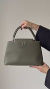 Louis Vuitton Khaki Capucines MM Leather Bag