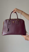 Prada Burgundy Saffiano Leather Bowler Tote Bag