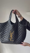 Saint Laurent Icare Black Lambskin Leather Tote Bag