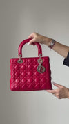 Dior  Lady Dior Red Leather Medium Bag
