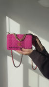 Chanel 19 Fuchsia Tweed Wallet on Chain  Bag and Coin Purse Set