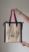 Christian Louboutin Cabalace Natural All You Need Is Red Tote Bag