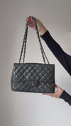 Chanel Black Jumbo Classic Single Flap Bag Caviar Leather