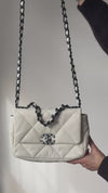 Chanel 19 Off White Small Medium Leather Flap Bag