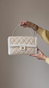 Chanel Vintage Beige Canvas Wild Stitch Top Handle Bag