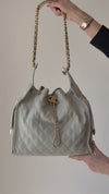 Chanel 25 Medium Grey Caviar Leather Hobo Bag