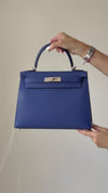 Hermes Kelly 28 Sellier Bleu Electricque Veaux Epsom 2023 Leather Bag