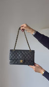 Chanel Black Caviar Leather  Medium Classic Double Flap Bag