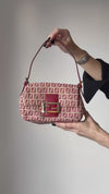 Fendi Zucchino Red Mini Mamma Baguette Bag