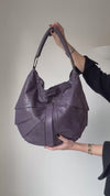 Fendi Purple Crackled Leather Pleated and Tucked Hobo Bag