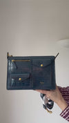 Mulberry Cherwell Teal Blue Embossed Patent Leather Bag