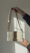 Chanel Small Boy Bag White Python Ombre Small Leather Bag