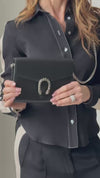 Gucci Dionysus Black Leather Wallet On Chain  Crossbody Bag